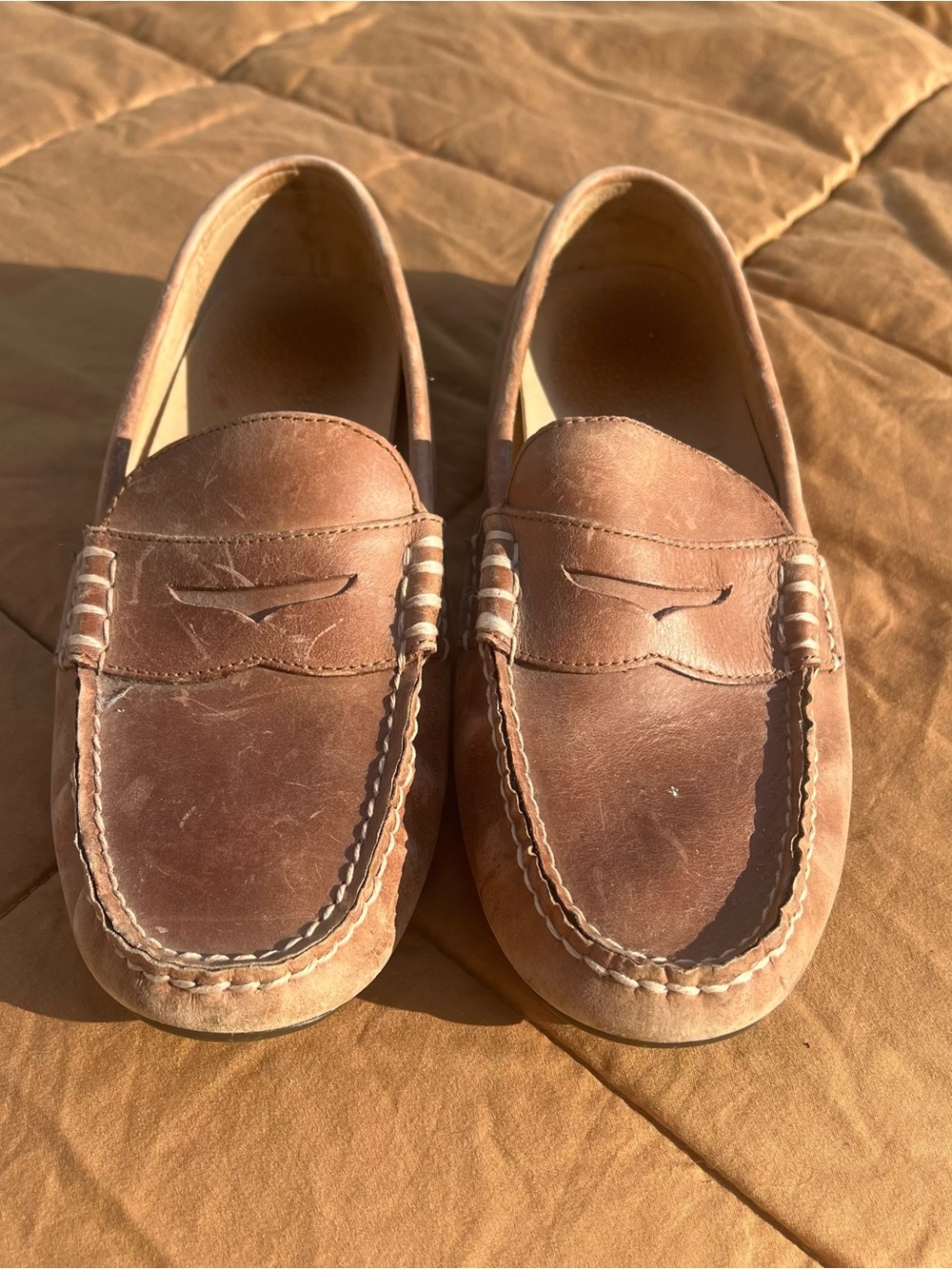 Polo by Ralph Lauren Tan Leather Men's Penny Loafers Driving Moccasins Size 9